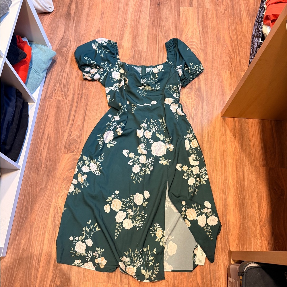 Cider Green Floral Dress